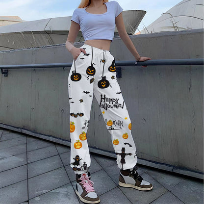 Women's Pants – Relaxed Fit – Cotton – Elastic Waist – Pockets – Full Length