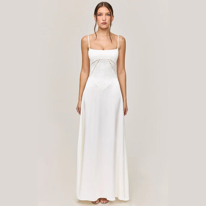Dress for Women – Slim Fit – A-line Cut – Lace – Spaghetti Straps – Midi