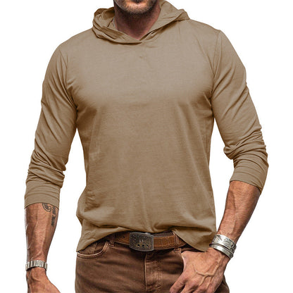 Men's Hoodie T-Shirt – Cotton Blend – Relaxed Fit – Long Sleeves