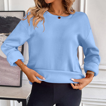 Women's Sweater – Loose Fit – Round Neck – Long Sleeves – Soft Breathable Cotton