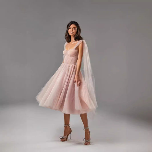Dress for Women – A-line Fit – Sheer Overlay – Open Back – Midi Length