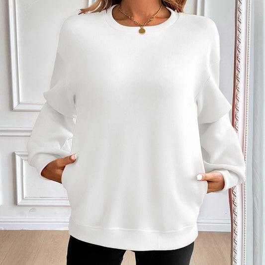 Women's Sweater – Loose Fit – Round Neck – Long Sleeves – Soft Breathable Cotton