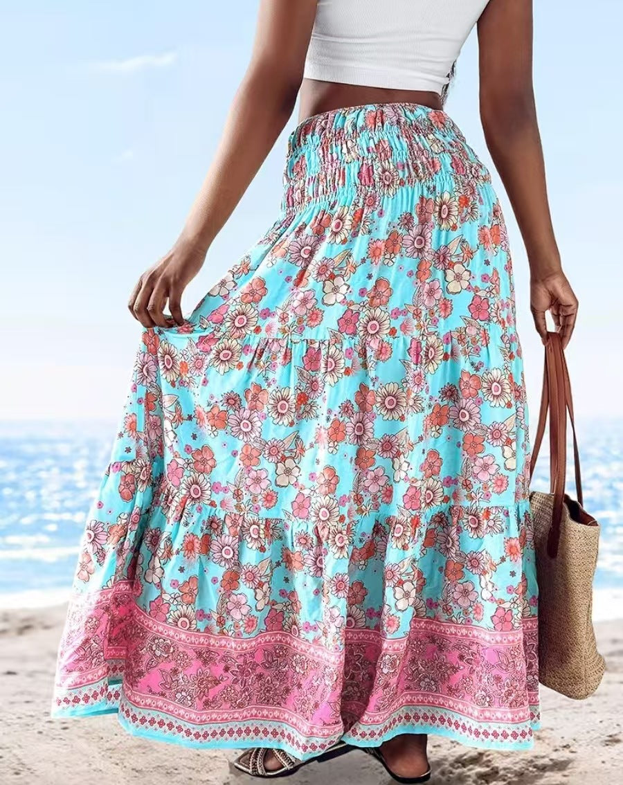 Women's Maxi Dress – Strapless Bandeau Top – Bohemian Pattern – Light and Comfortable