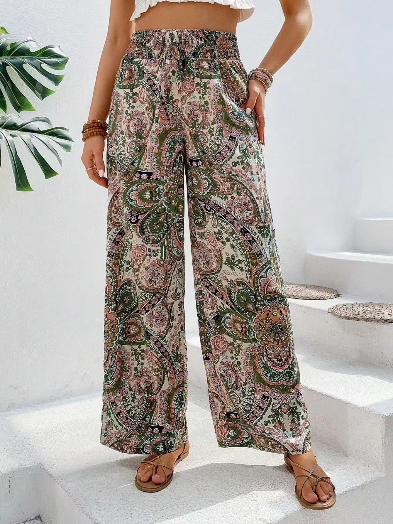 Women's Pants with Wide Legs – Elastic Waist – Breathable Fabric – Relaxed Fit