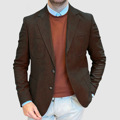 Men's Blazer – Tailored Fit – Wool Blend – Double-Breasted – Notch Lapel