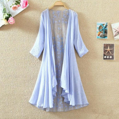 Women's Cardigan – Mid-Length – Open Front – Lace Back – Loose Fit – Breathable Fabric