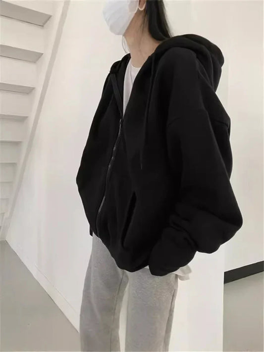 Women's Hoodie – Oversized Fit – Soft Cotton Blend – Zipper – Hood