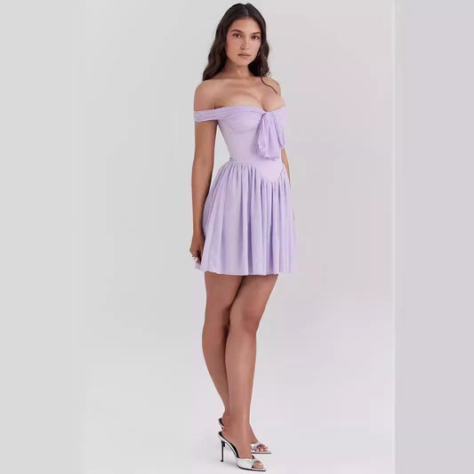 Dress for Women – Mini Dress – Off Shoulder – Bow Detail – Light and Airy Fit