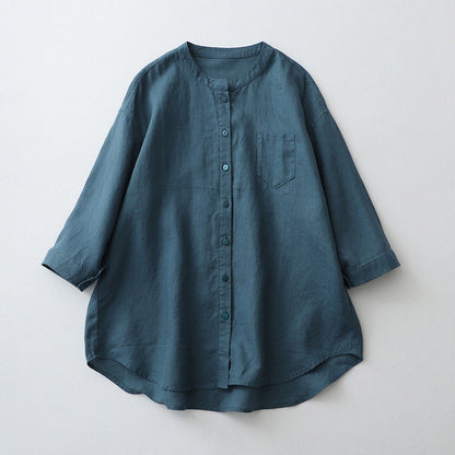 Women's Shirt – Oversized Fit – Natural Fibers – 3/4 Sleeves – Button Closure