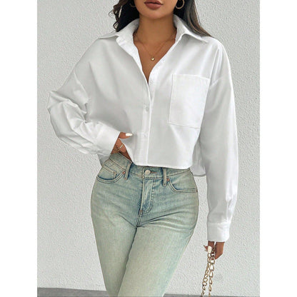 Women's Shirt – Oversized Fit – Cropped Length – Breathable Fabric – Relaxed Style