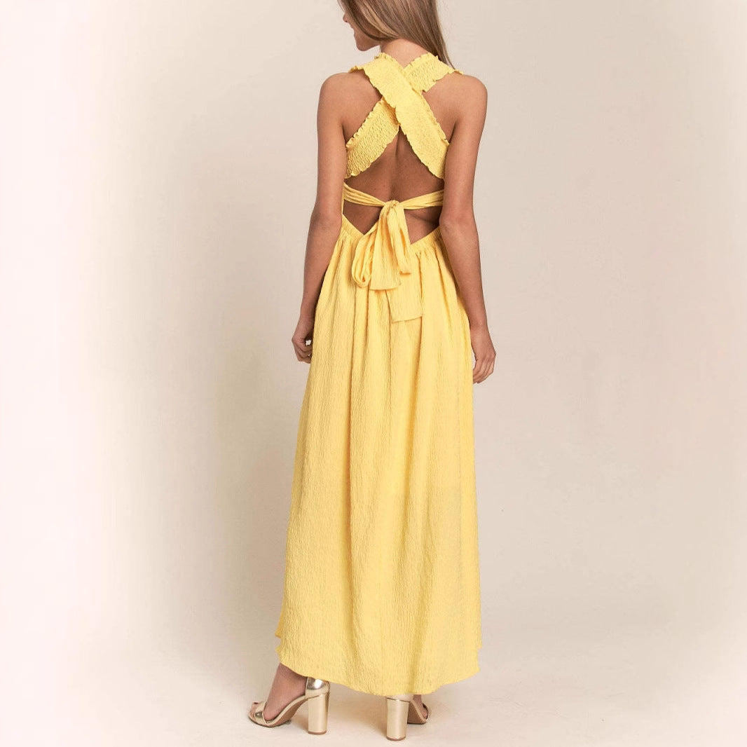 Women's Maxi Dress – Light Cotton – Smocked Bodice – Spaghetti Straps – A-line Fit