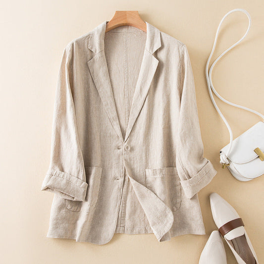 Women's Jacket – Relaxed Fit – Natural Fibers – Long Sleeves with Lapels