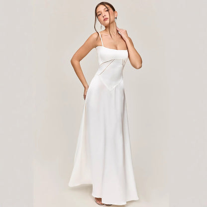 Dress for Women – Slim Fit – A-line Cut – Lace – Spaghetti Straps – Midi