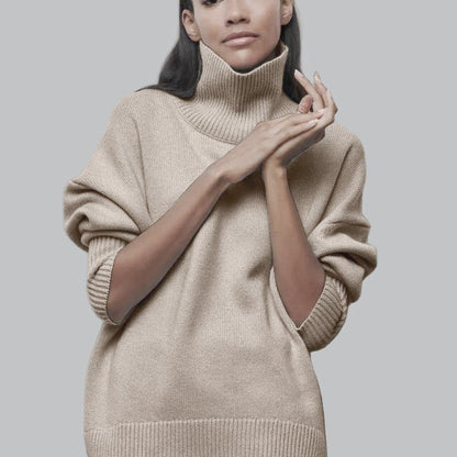 Women's Sweater – High Neck – Oversized Fit – Soft Knit – Ribbed Edges