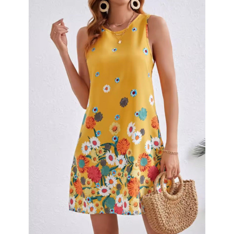 Women's Shift Dress – Sleeveless – Relaxed Fit – Light Cotton – Tortoise Print