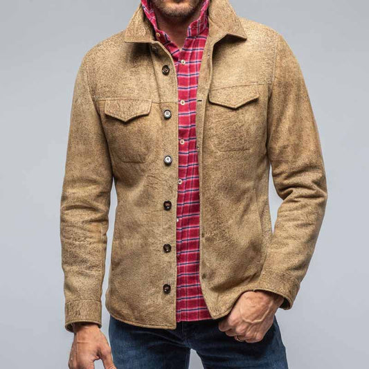 Men's Jacket – Suede – Casual Fit – Button Front – Flap Chest Pockets