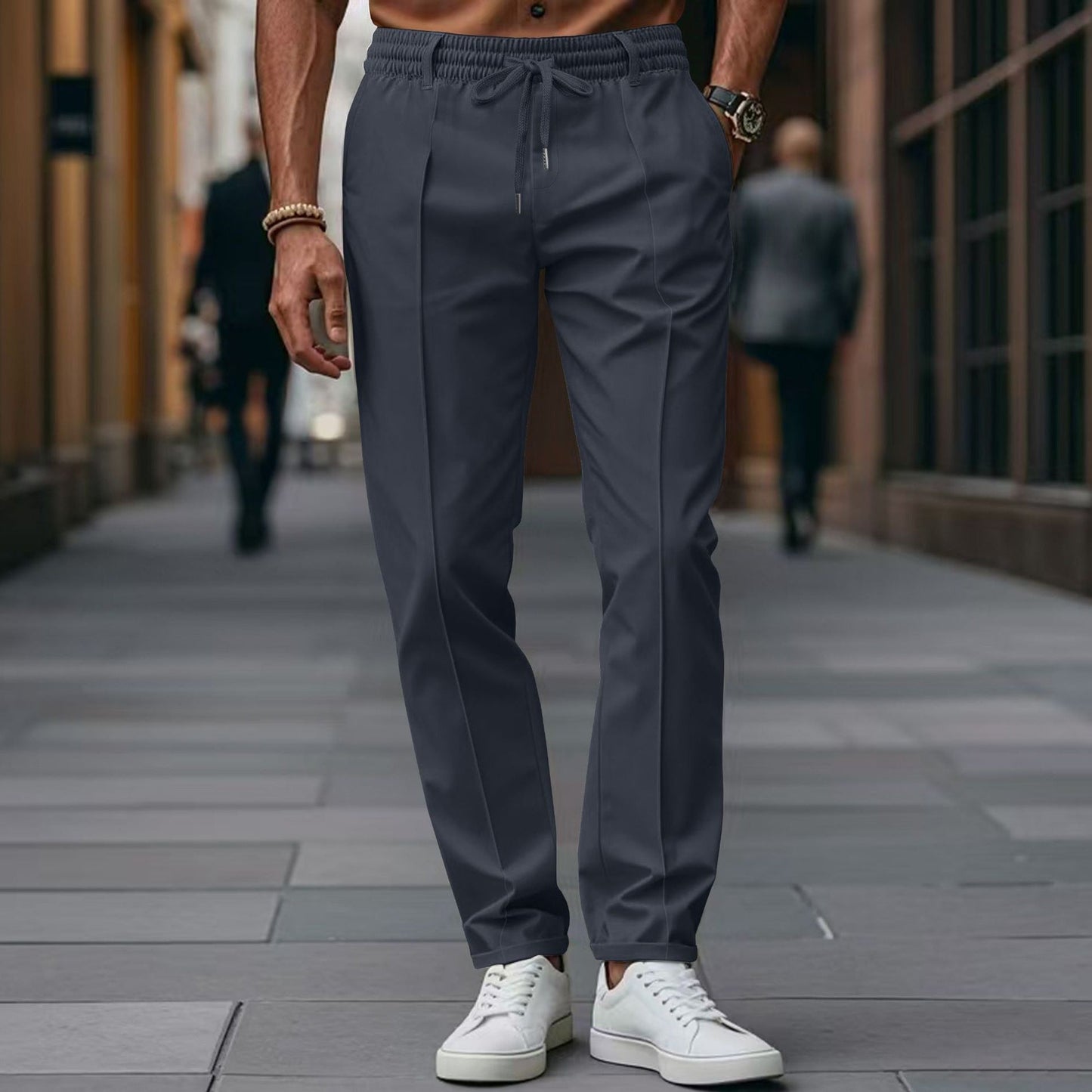 Sweatpants for Men – Straight Fit – Elastic Waist with Drawstring – Soft Cotton Blend