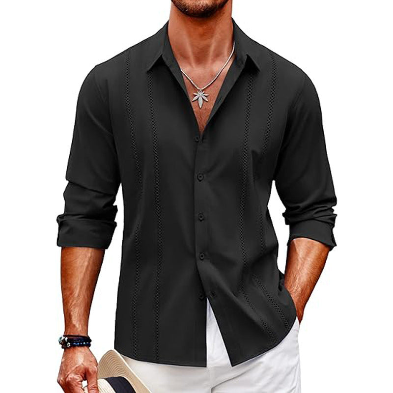 Men's Shirt with Long Sleeves – Slim Fit – Cotton Blend – Digital Print – Front Buttoning