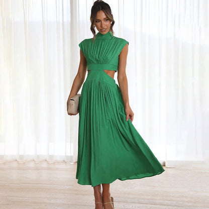 Dress for Women – Midi – Elegant Fit – Pleated Top – Cut-Out at Waist