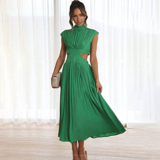 Dress for Women – Midi – Elegant Fit – Pleated Top – Cut-Out at Waist
