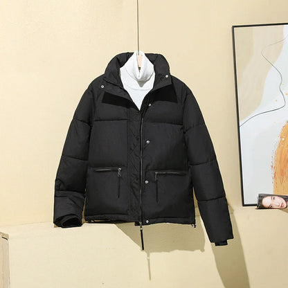 Women’s Puffer Coat - Quilted Insulation - Relaxed Boxy Fit - Cropped Length - Stand Collar