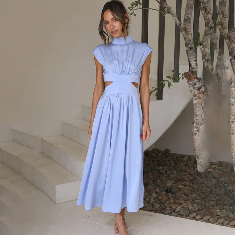 Dress for Women – Midi – Elegant Fit – Pleated Top – Cut-Out at Waist