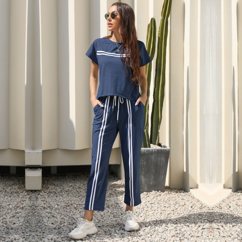 Women's Lounge Set – Soft Knit – Relaxed Fit – Drawstring Waist – Side Panels