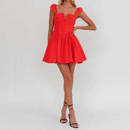 Dress for Women – Sleeveless – Fitted Bodice – Pleated A-line Skirt – Short Length