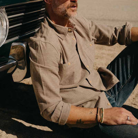Men's Shirt with Buttons – Linen – Regular Fit – Chest Pockets – Long Sleeve