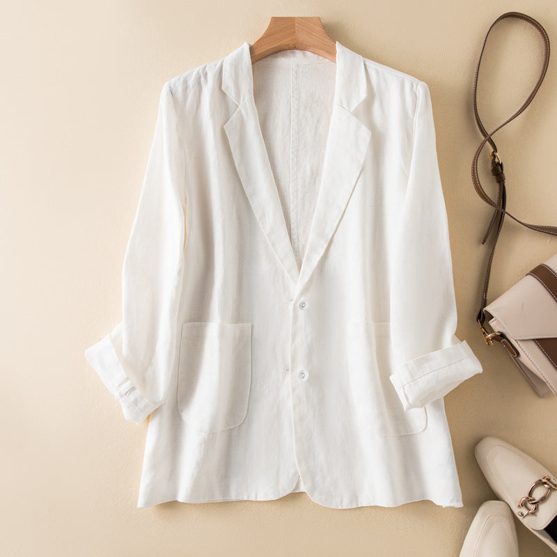 Women's Jacket – Relaxed Fit – Natural Fibers – Long Sleeves with Lapels