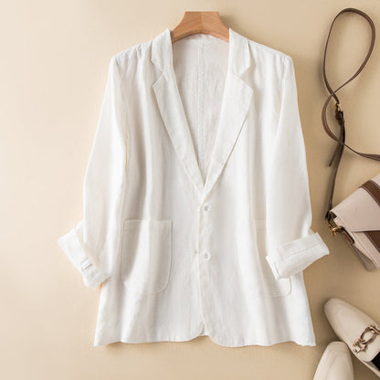 Women's Jacket – Relaxed Fit – Natural Fibers – Long Sleeves with Lapels