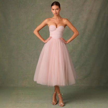 Dress for Women – Strapless Tulle – Floor-length – A-line Fit – Lined Bodice