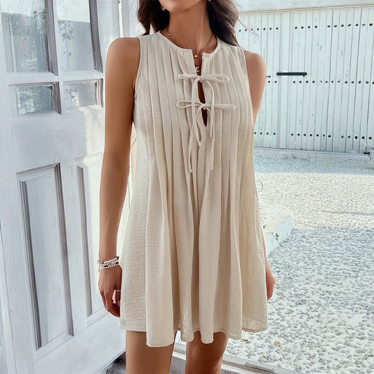 Dress for Women – Sleeveless – Relaxed Fit – Breathable Fabric – Tie at the Neck