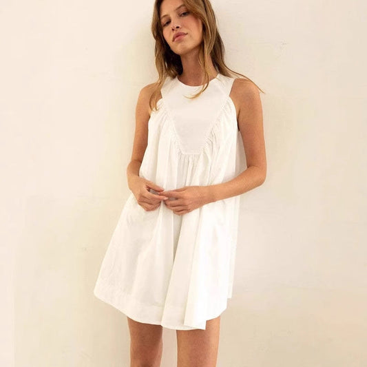 Women's Dress without Sleeves – Airy Cotton – Relaxed Fit – Short A-line Shape