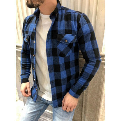 Men's Shirt – Checkered Flannel – Relaxed Fit – Long-Sleeved – Chest Pockets