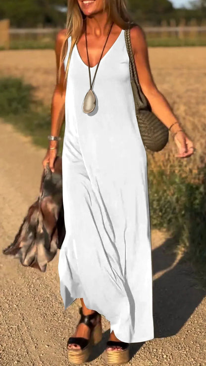 Women's Maxi Dress – V-Neck – Relaxed Fit – Light Breathable Strappy Design