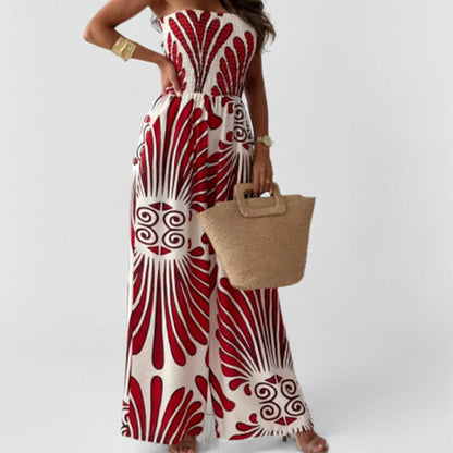 Women's Jumpsuit – Off Shoulder – Smocked Waist – Wide Legs – Light and Airy Fabric