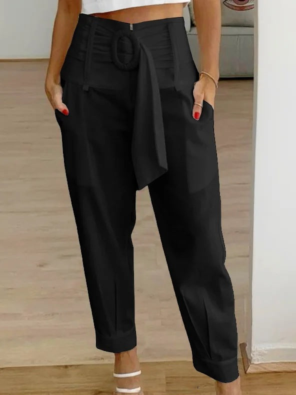 Women's Pants – High Waist – Tapered Legs – Tailored Fit – Breathable Fabric Blend