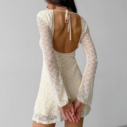 Dress for Women – Jacquard Fabric – Slim Fit – Long Sleeve – Round Neck – Elegant Style