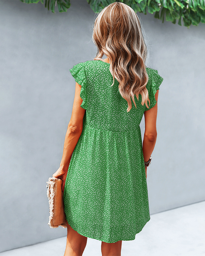 Julissa - Elegant Women's Dress from Ibiza with Print and V-Neck