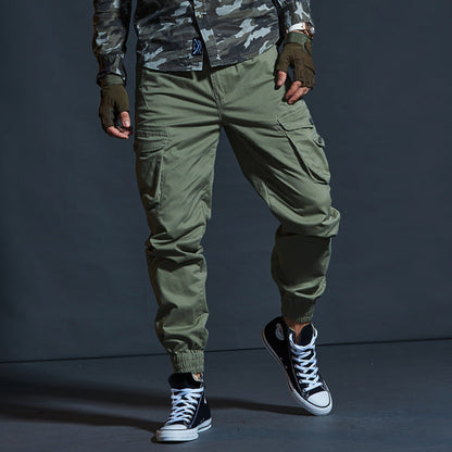 Men's Pants Cargo – Tactical Fit – Breathable Cotton – Elastic Cuff – Multi-pocket