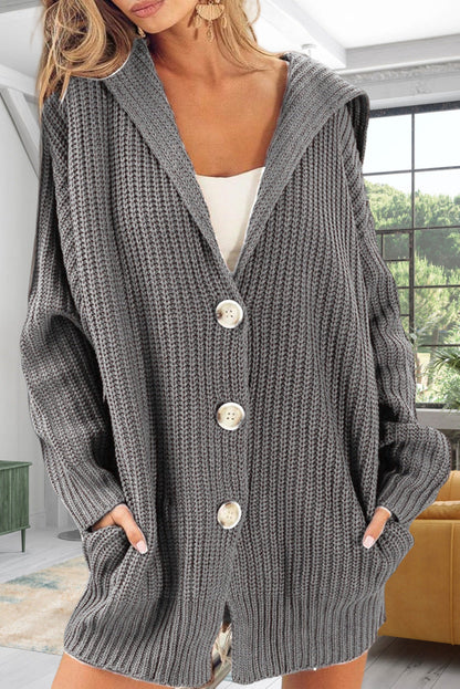 Women's Cardigan – Oversized Fit – Open Front – Long-Sleeved – Wool Blend – With Pockets