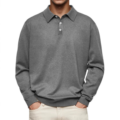 Men's Polo Shirt – Relaxed Fit – Long Sleeve – Soft Knit – Breathable Fabric