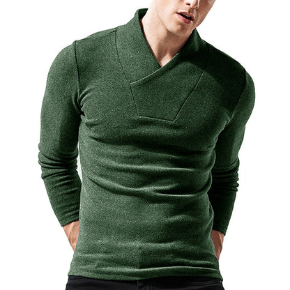 Men's Sweater – Slim Fit – Wool – Asymmetric Collar – Minimalist Design