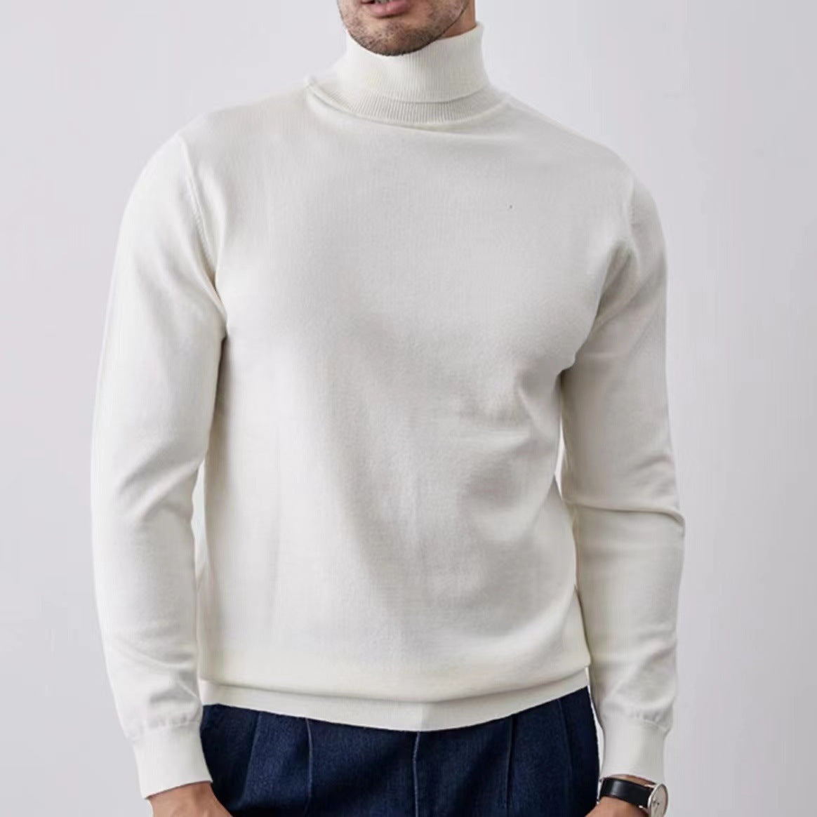 Men's Turtleneck Sweater – Slim Fit – Soft Breathable Cotton Blend – Ribbed Edges
