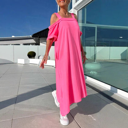 Women's Maxi Dress – Off Shoulder – Relaxed Fit – Light Cotton – Everyday Use