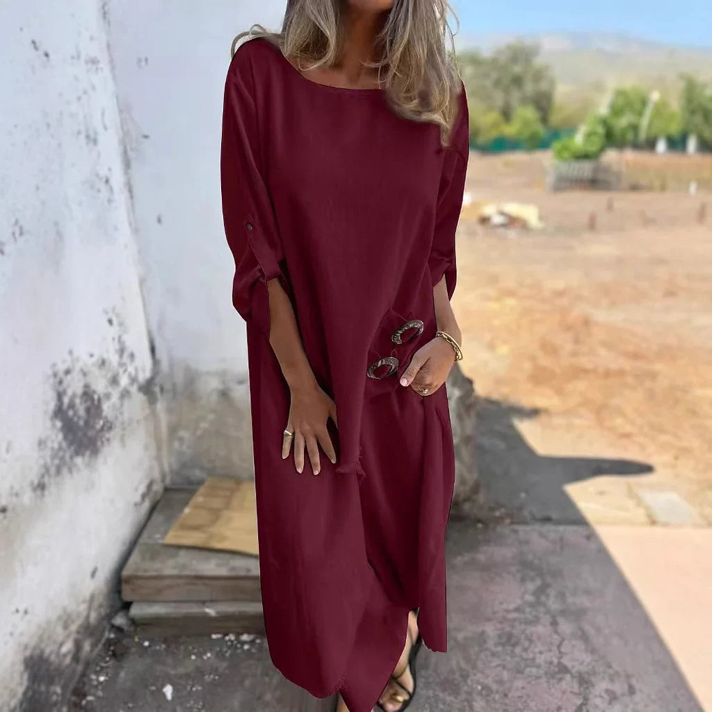Dress for Women – Oversized Fit – Soft Cotton Feel – Buttons on the Side