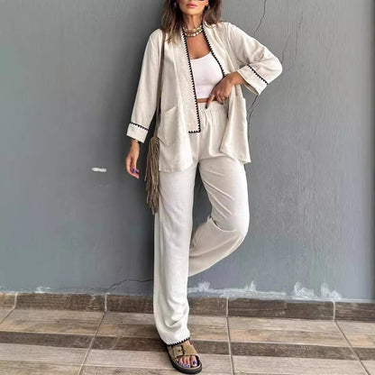 Women's Lounge Jumpsuit – Relaxed Fit – Wide Legs – Blazer with Pockets