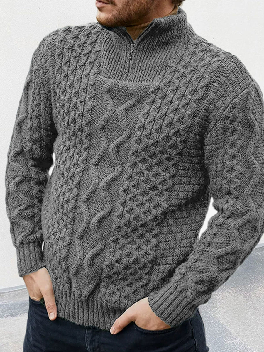 Leo Wool Shawl Collar Sweater | Cable Knit Winter Sweater