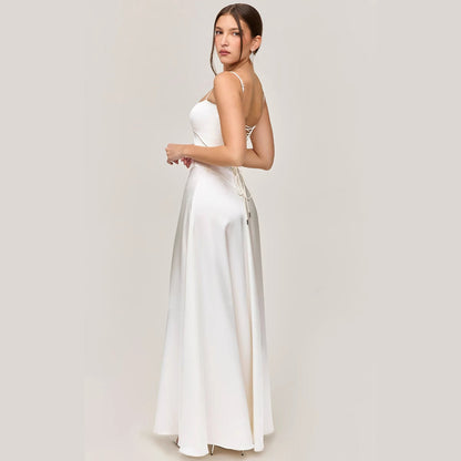 Dress for Women – Slim Fit – A-line Cut – Lace – Spaghetti Straps – Midi